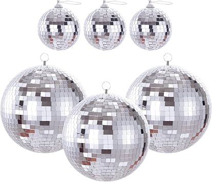 Disco Ball 6 Pack Mirror Ball Spring Ourdoor Decor Hanging Balls Ornament for Disco Party Balls for Party Holiday Wedding Home Decorations3.2, 6