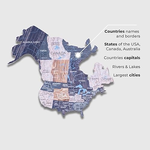 Miniatura 3 de Enjoy The Wood Arte de pared con mapa del mundo 2D, decoración de sala de estar, regalo de inauguración de la casa para el hogar, mapa de pared de