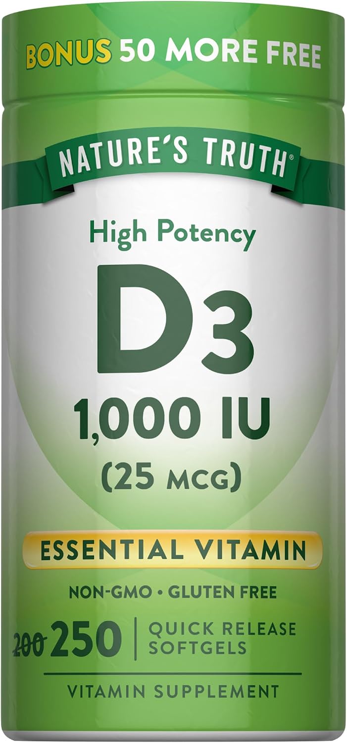 Nature's Truth D3 1000 IU | 250 Softgels | Essential Vitamin D