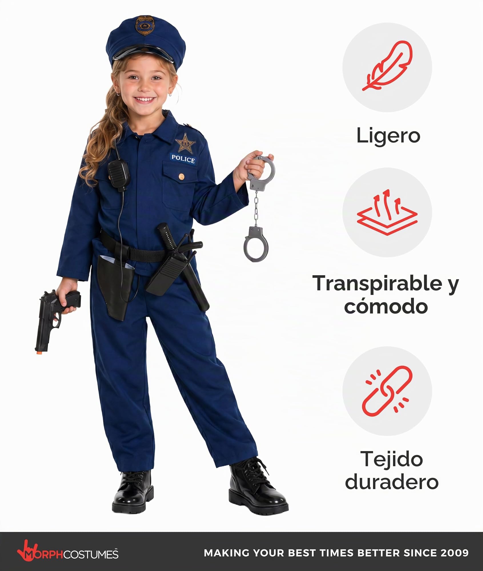 Morph Disfraz Policia Niño, Disfraz Policia Halloween Niño