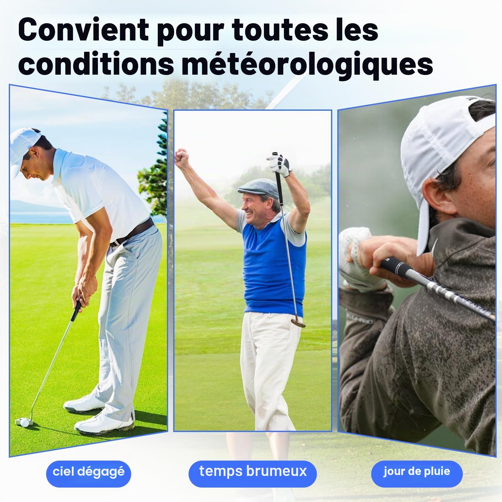 Lot de 13 poignées de club de golf en caoutchouc standard - Noir - Poignées professionnelles antidérapantes pour clubs de golf - Pour hommes et femmes