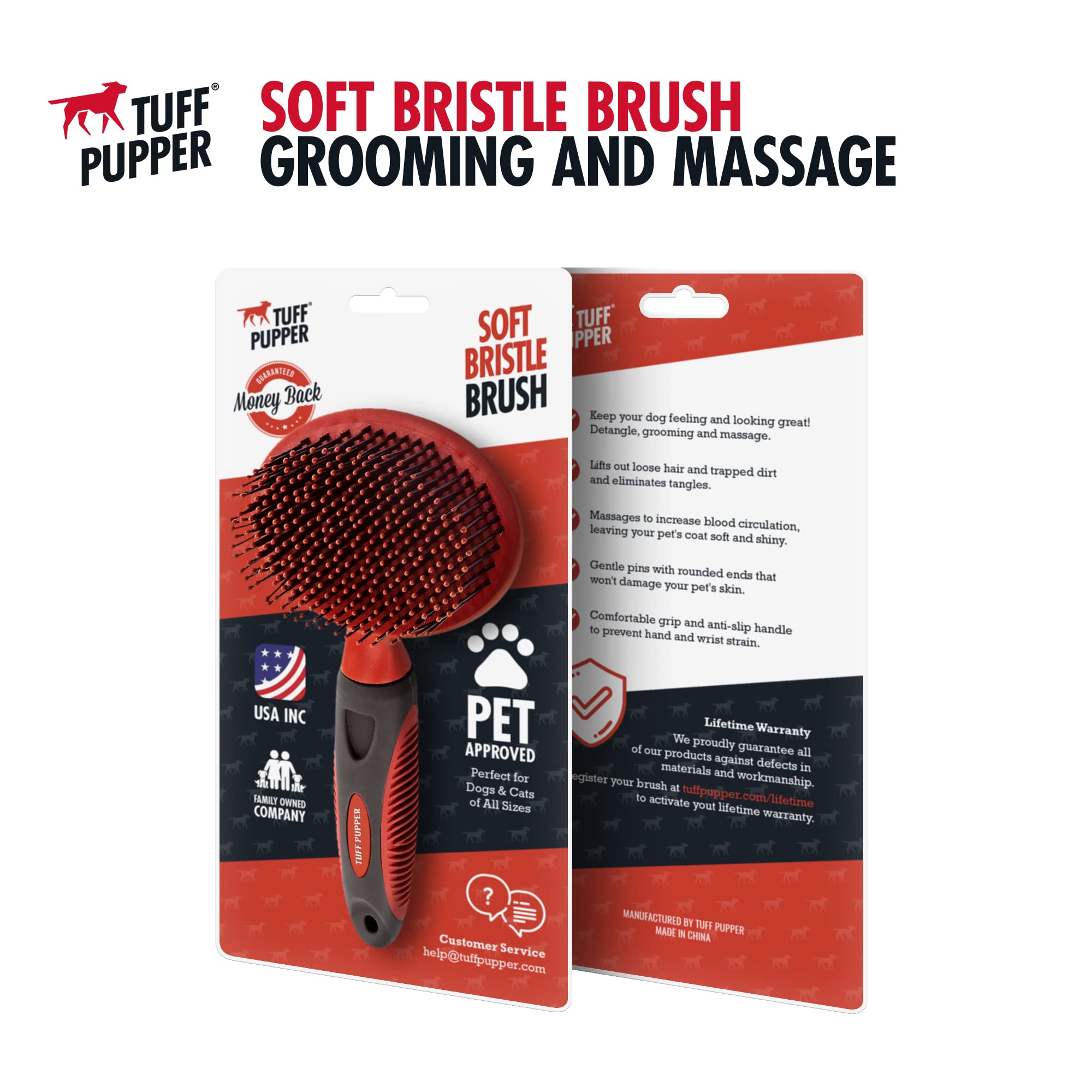 Cepillo ergonómico para cobertizo de perros | Cepillo de pelo de gato - Cepillo para cobertizo de gatos | Gran cepillo para desenredar para perros | Adecuado para todas las mascotas con pelo largo o