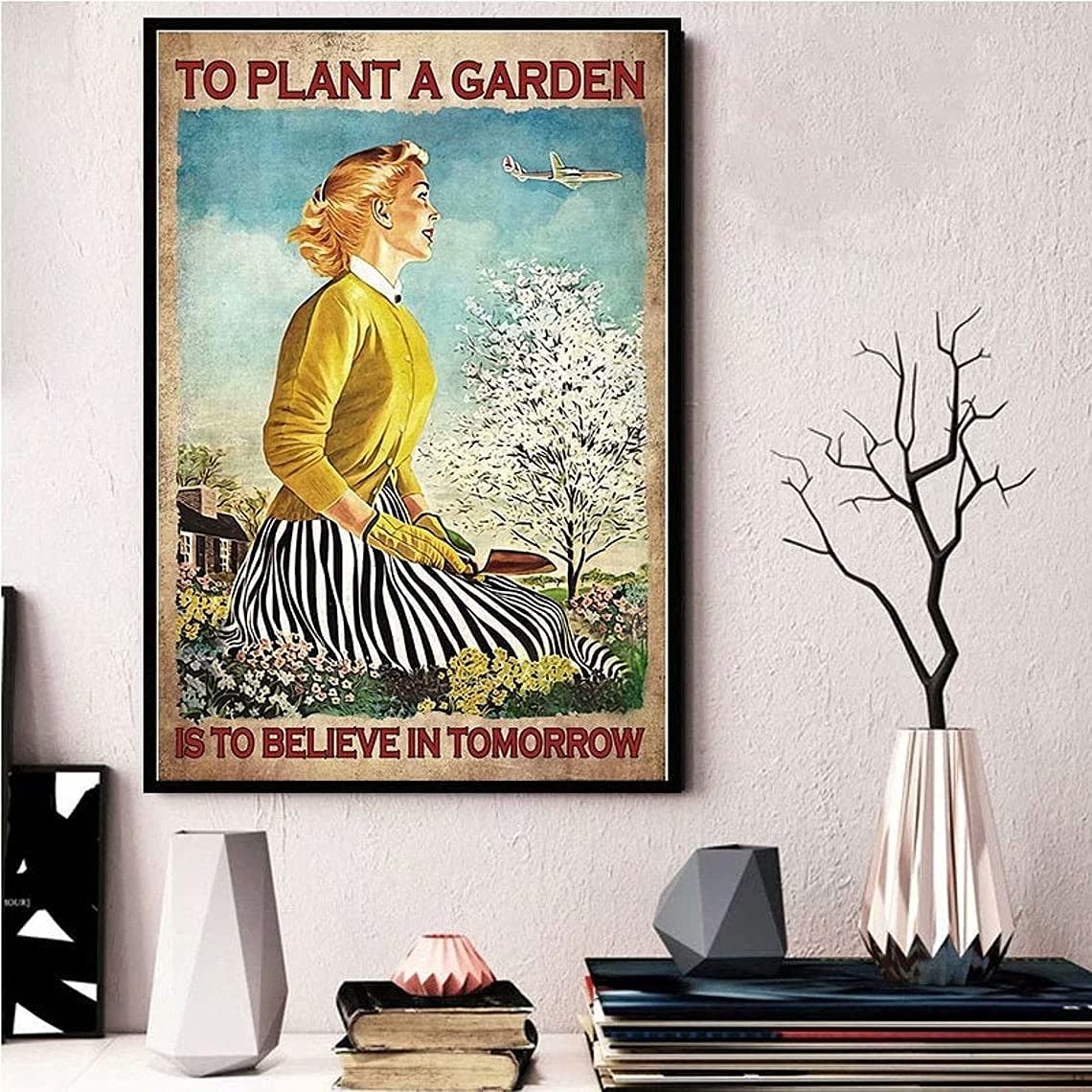 Lawenp Gardening Metal Tin Sign,to Plant A Garden is to Believe Tomorrow,Retro Printing Poster Bar Restaurant Cafe Wall Decoration Plaque 12x16 Inch