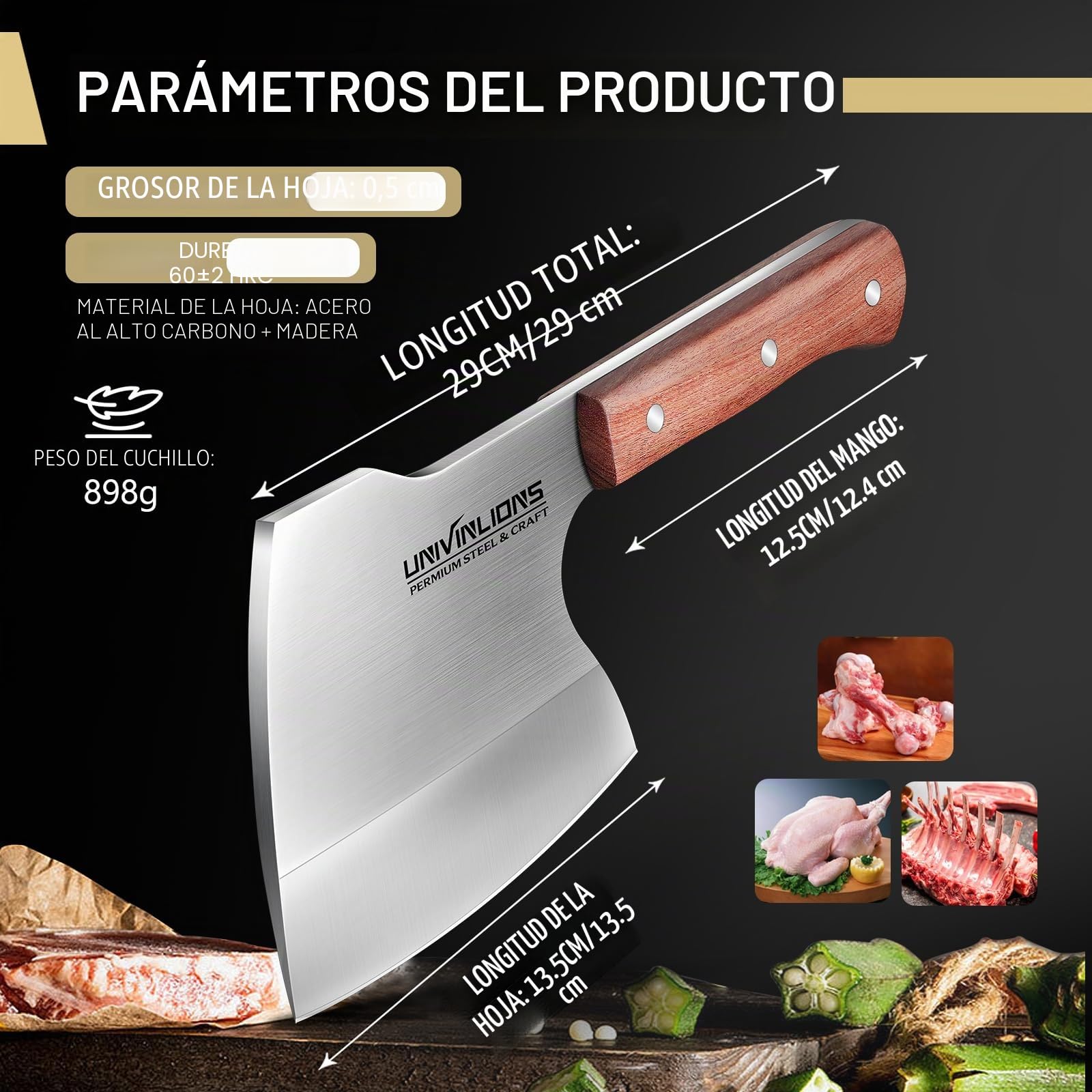 Cuchillo Carnicero Japonés Para Carne Y Huesos, Espiga Completa Cuchillo De Cocina, Hacha De Cocina Forjado A Mano, Cuchillo De Carnicero Para Cocina Camping Barbacoa