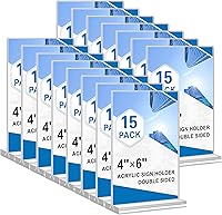HRSDEIE Acrylic Sign Holders 4x6 - 15 Pack Clear Double-Sided Vertical Menu Display Stands for Restaurants, Offices, Stores