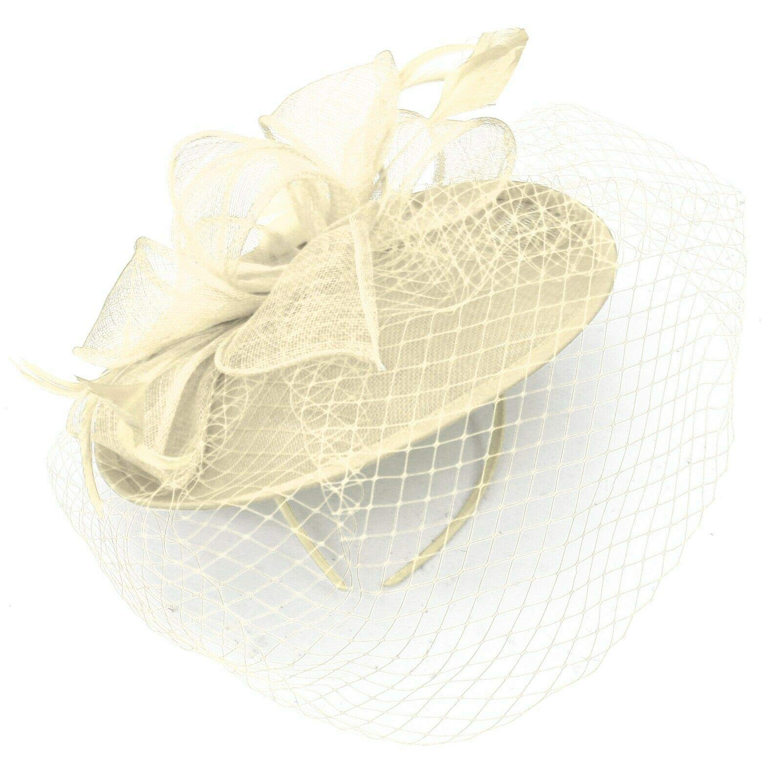 Caprilite Sinamay Kopfband mit Untertasse Fascinator Hochzeit Ascot-Hut Vogelkäfigschleier