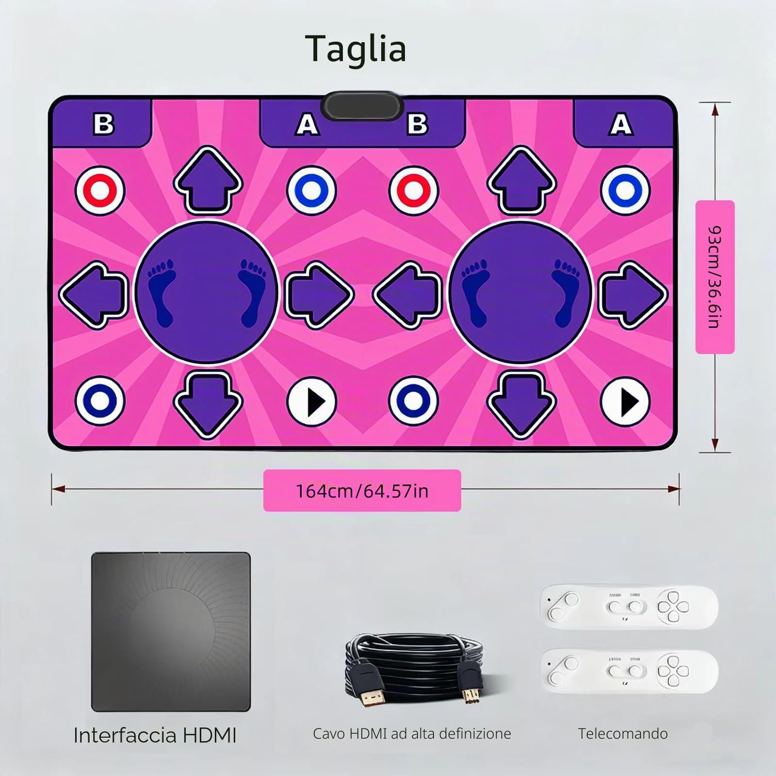 Tappetino da ballo senza fili per TV con HDMI, tappetino da ballo interattivo con giochi multipli integrati nella consolle, supporta la modalità singolo/Duo per il tempo libero a casa