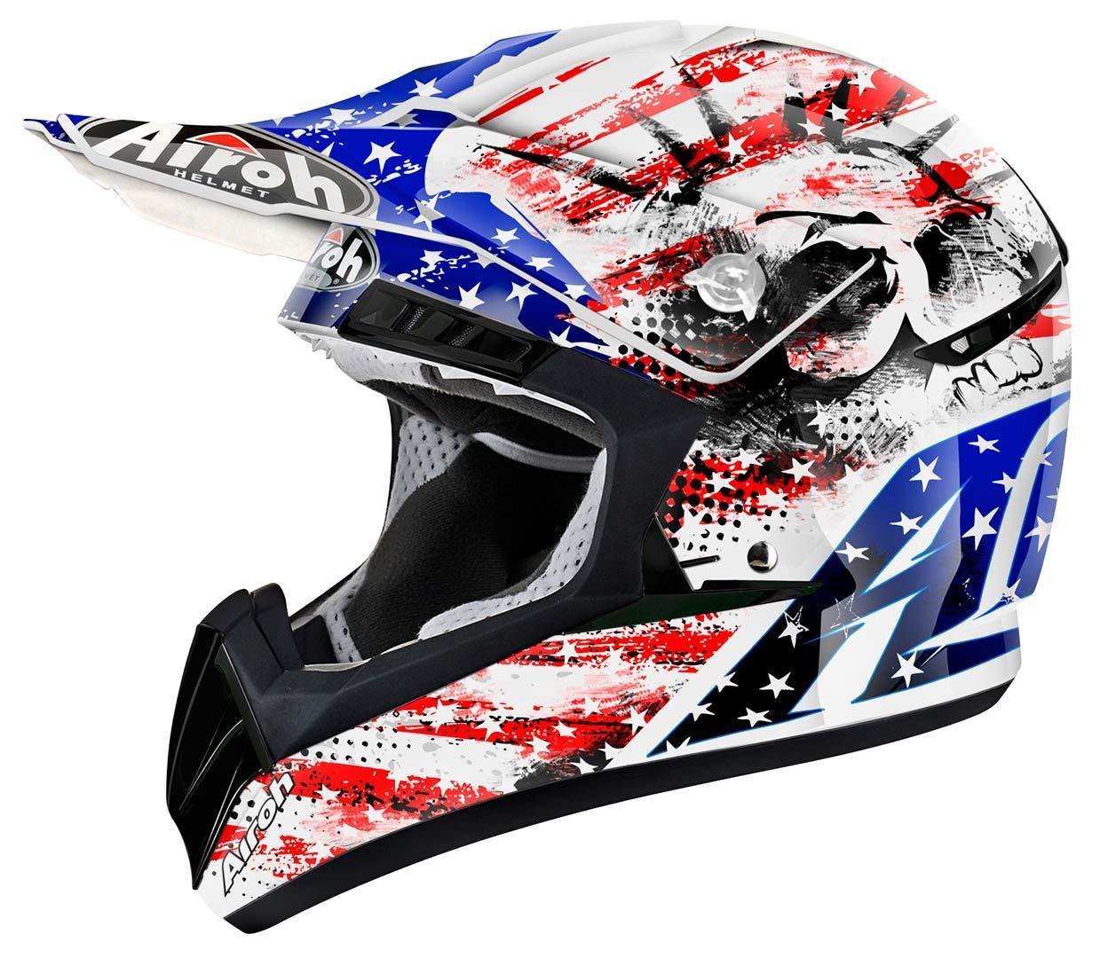 Airoh Linear Motocross Helmets, Multicoloured (Patriot Red-Blue), XL Automotive