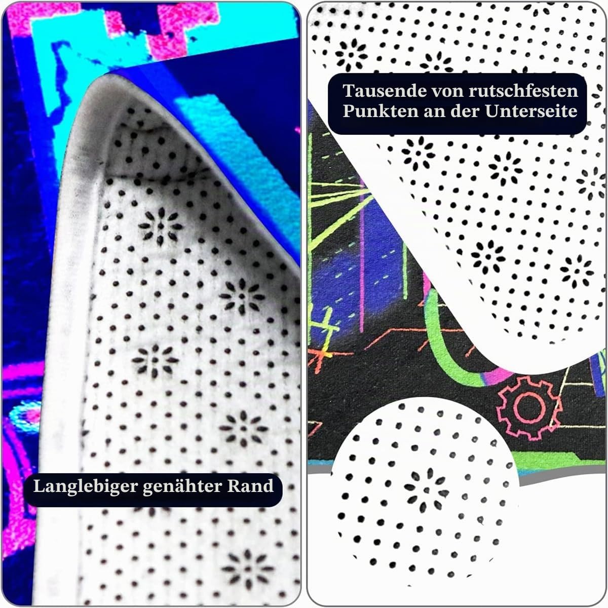 Bereich Teppiche, Neon Graffiti Teppiche, Gamer Spiele Teppiche, Kinder Teenager Home Decor Gedruckt Bereich Teppiche, Waschbar Anti-Rutsch-Spiel Bodenmatten Wohnzimmer (Farbe 1,140x200cm)