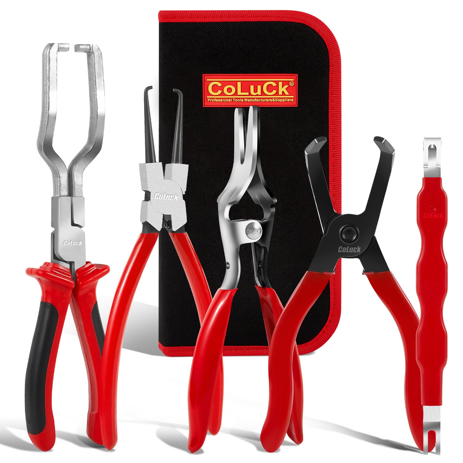 5PCS Electrical Disconnect Pliers &amp; Fuel Line Disconnect Tool Set, Hose Removal Plier, 30 Degree Push Pin Pliers, Electrical Terminal Connector Separator Removal Tool Electrical Disconnect Tool