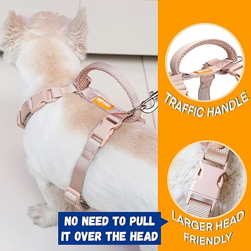 Miniatura 3 de Arnés para perro sin tirones, arnés de ajuste totalmente personalizable con clip frontal y mango acolchado suave, correas de nailon y neopreno,