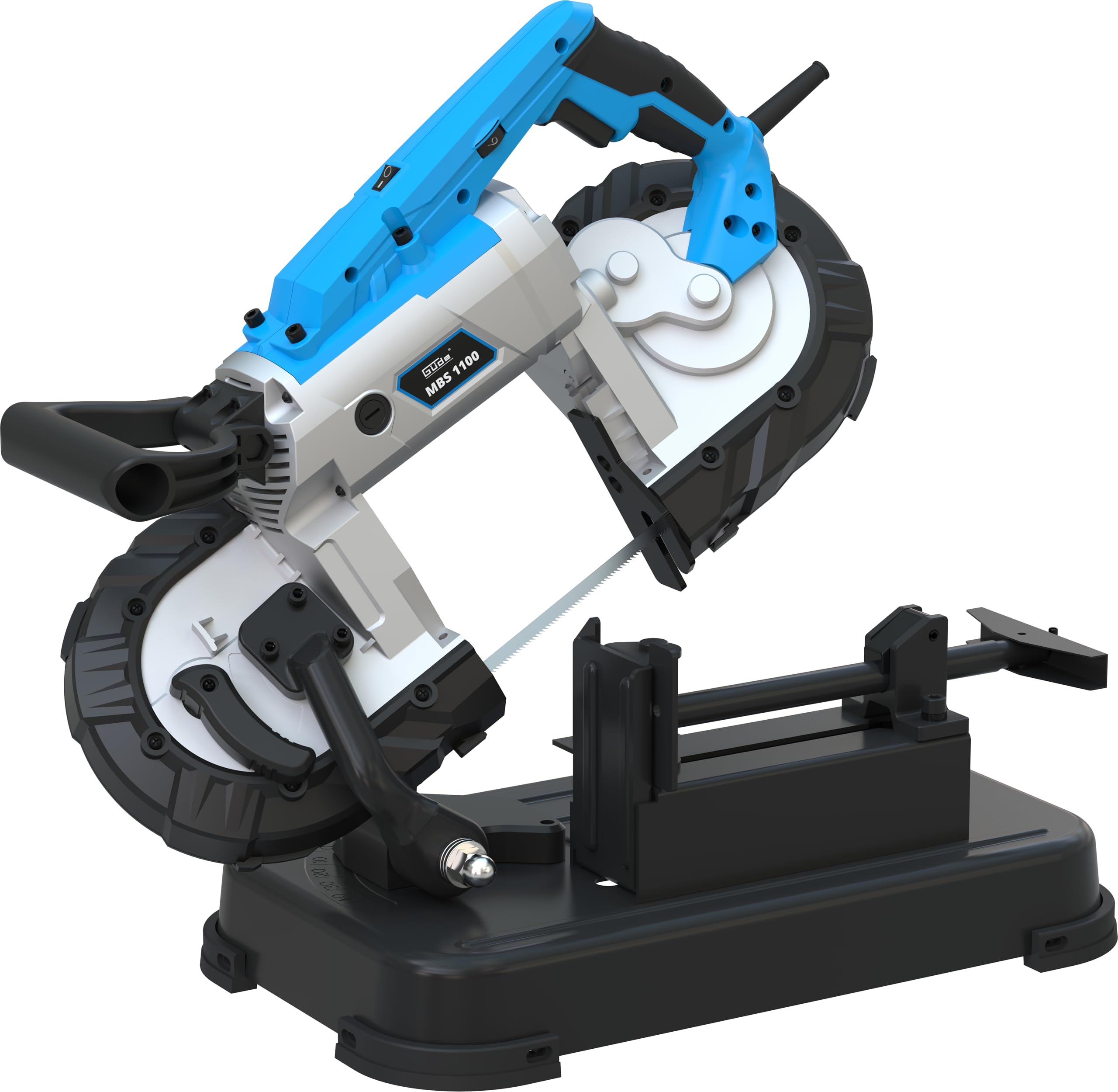 Güde Metal band saw MBS 1100 (1100 W, removable work table (stationary and mobile use), belt speed 144 m/min, 2 saw belts 1140 mm, LED light, cutting power