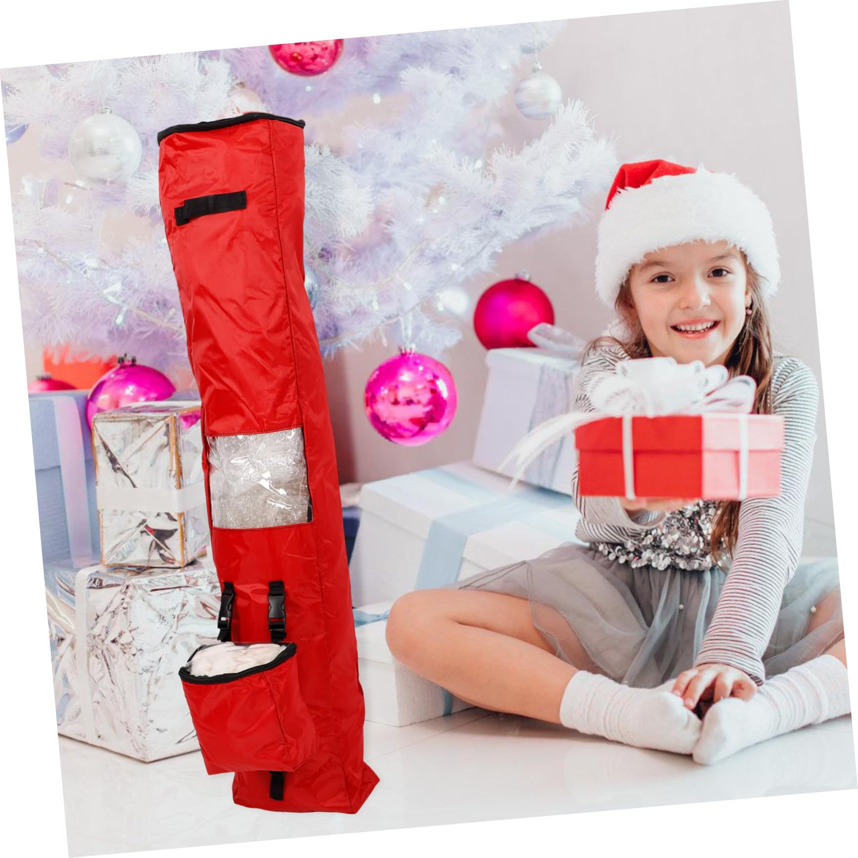 Zerodeko Aufbewahrungstasche für Geschenkpapier Leichter Organizer mit Verstärktem Boden Reißfestem Material und Reißverschluss Inklusive Abnehmbarer Tasche für Bänder Schleifen und Zubehör