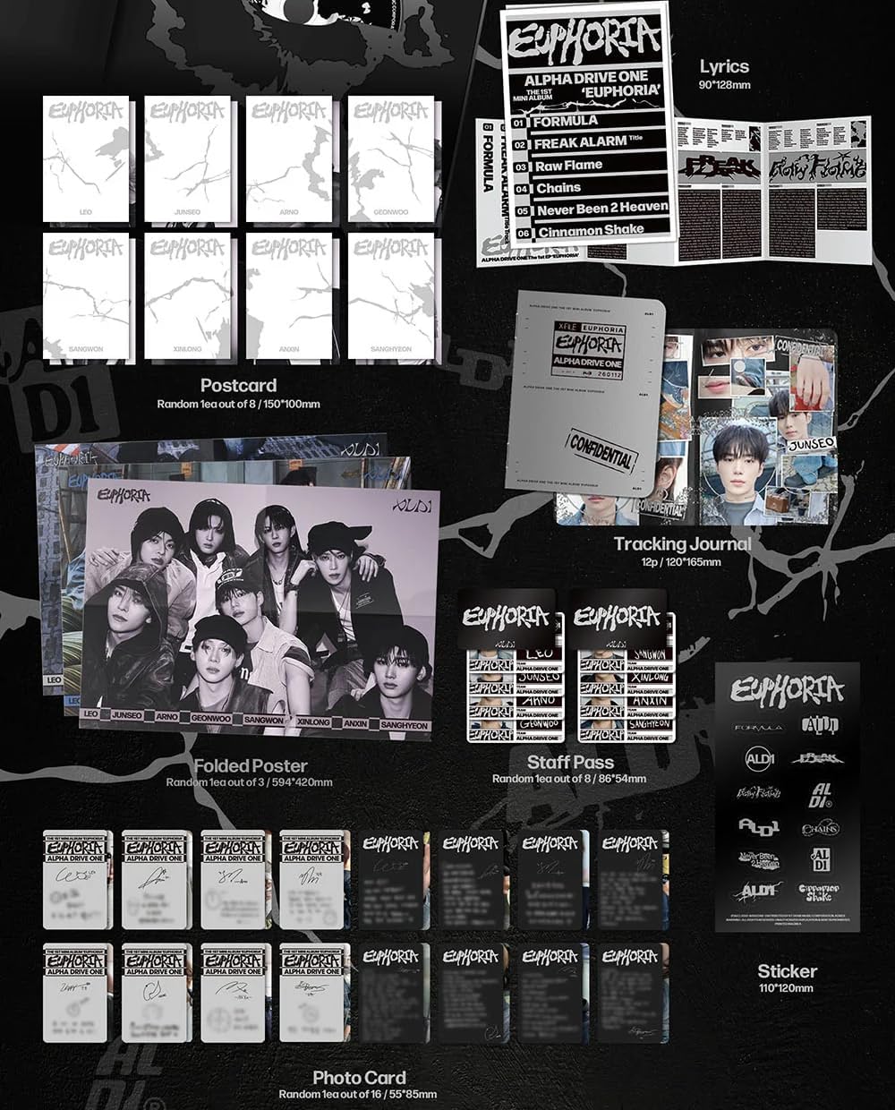 ALPHA DRIVE ONE EUPHORIA 1st Mini Album [FREAK ALARM Ver.] Photobook + CD + Photocard + Tracking Journal + Postcard (Freak Alarm)