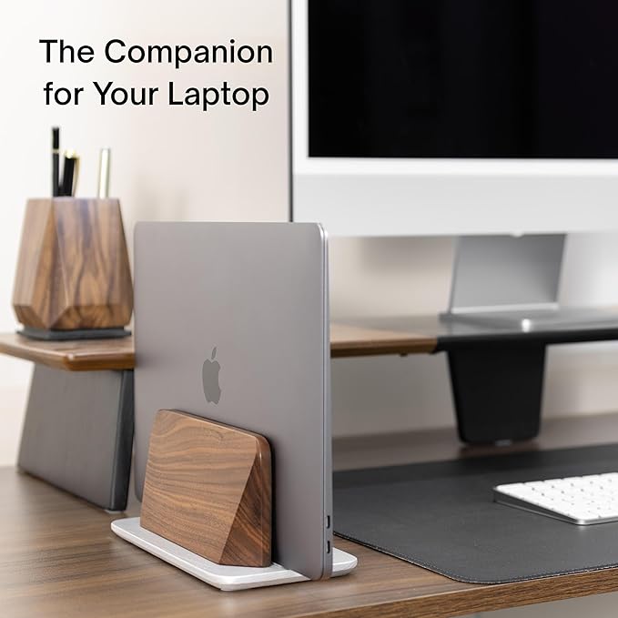 Soporte Vertical para Laptop, Base de Madera Nogal Negro y Fresno miniatura 8