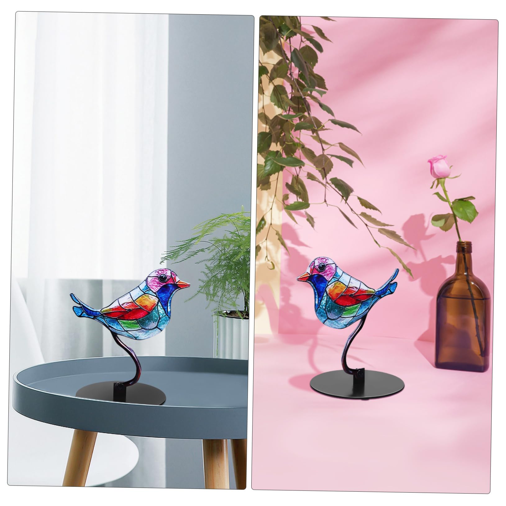 特大 二匹のショウジョウコウカンチョウ ヴィンテージ ステンドグラス アクリル 191927e2e55aebc562db3dd63a6f57