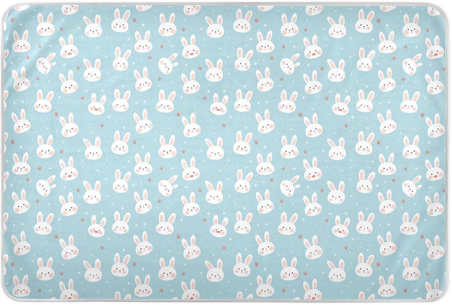 Cute Bunnies Blue Extra Large Resuable Potty Training Pad Waterproof Washable Bed Pad Portable Incontinence Pads for Kids Bedwetting , 52" L x 34" W