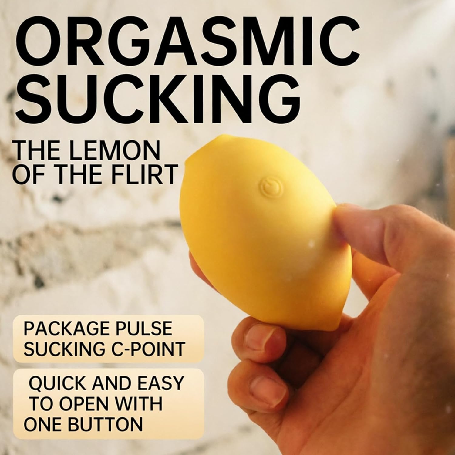 Little Lemon Shaped Handheld Massager, Silicone Relaxation Massager, Waterproof Handheld Suction Massager with 12 Modes, Quiet Rechargeable Personal Massager