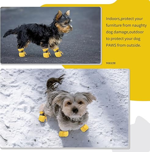 Miniatura 7 de Zapatos para perro, botas y protector de patas, suela antideslizante, botines de invierno para perros con correas reflectantes, botas de nieve para