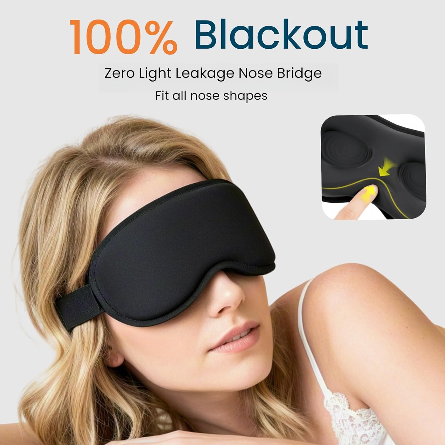 Allfulyun Sleep Mask for Side Sleeper Women Men, 3D Light Blocking Eye Mask,Soft Breathable Eye Shade Cover, Comfortable Night Blindfold,Zero Pressure Sleeping Mask for Travel, Nap, Black - Image 4