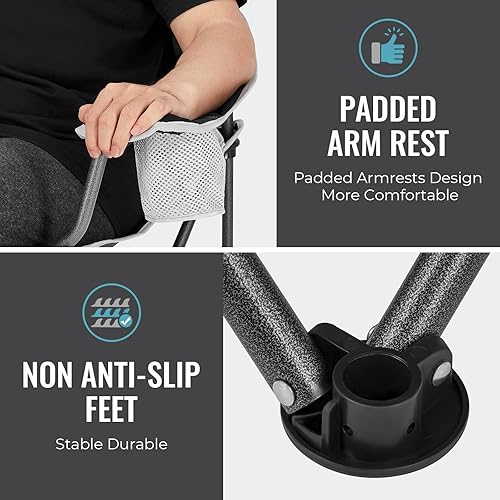 Miniatura 4 de FUNDANGO Silla plegable de camping con mesa, sillas acolchadas portátiles resistentes para exteriores para adultos con portavasos para césped,