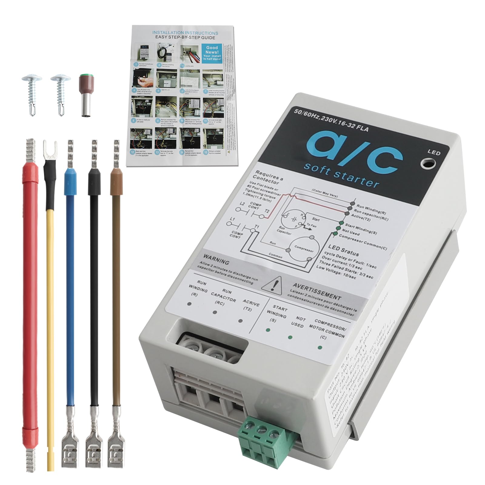16-32A Soft Start Module per 4-7 tonnellate condizionatori d'aria HVAC residenziali, protezione inversa motore, kit di avviamento graduale AC sostituire per il sistema del generatore