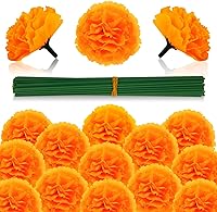Vista 1 de Labeol 100 piezas de flores de caléndula artificiales, cabezas de flores de caléndula a granel, decoración mexicana, guirnalda de caléndula naranja