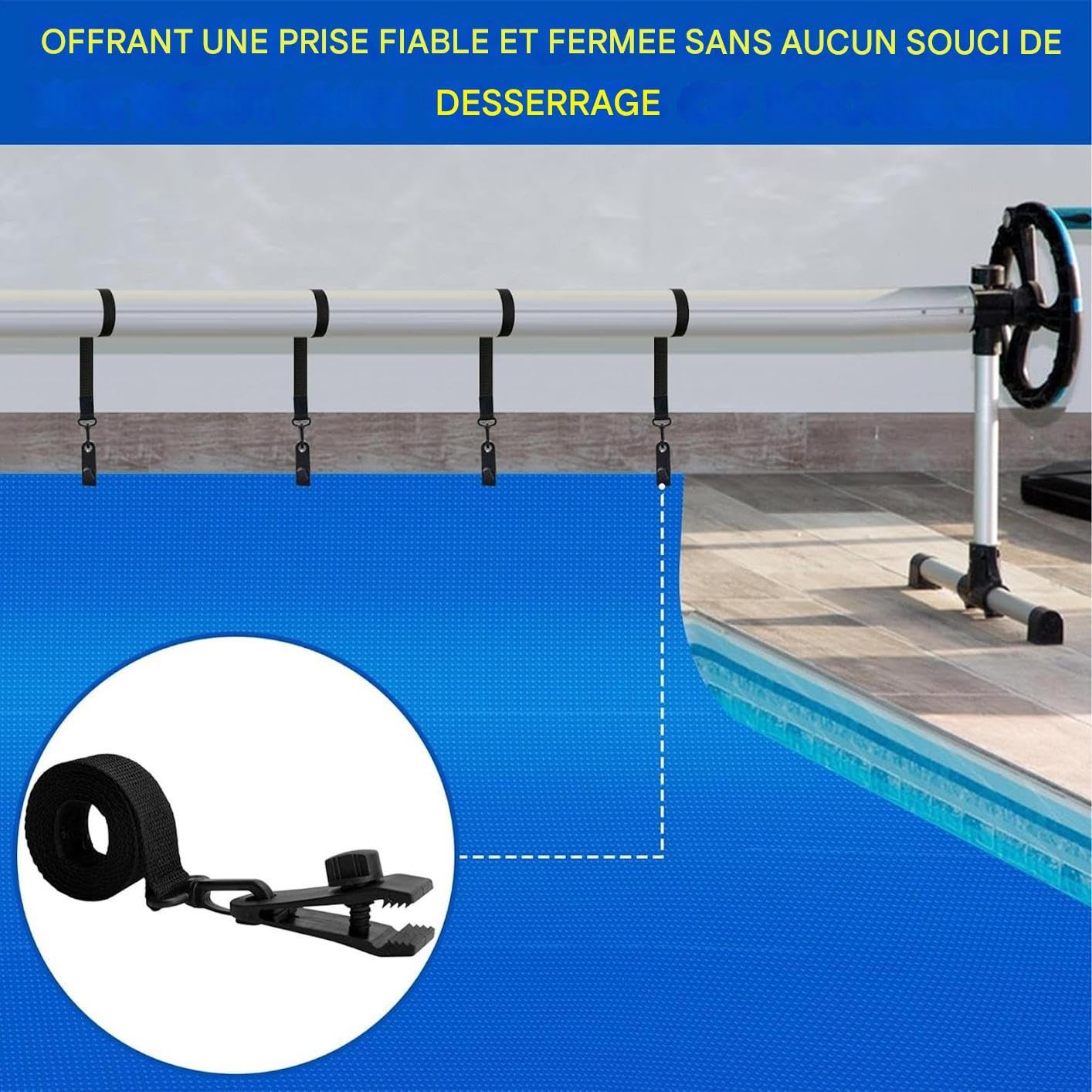 Kit Attacco Avvolgitore Telo Solare Piscina Presa Robusta Installazione | Set Fissaggio Rullo Copertura Piscina Fermagli Per Cinghie, Giardino, Casa, Patio, Piscina Fuori Terra