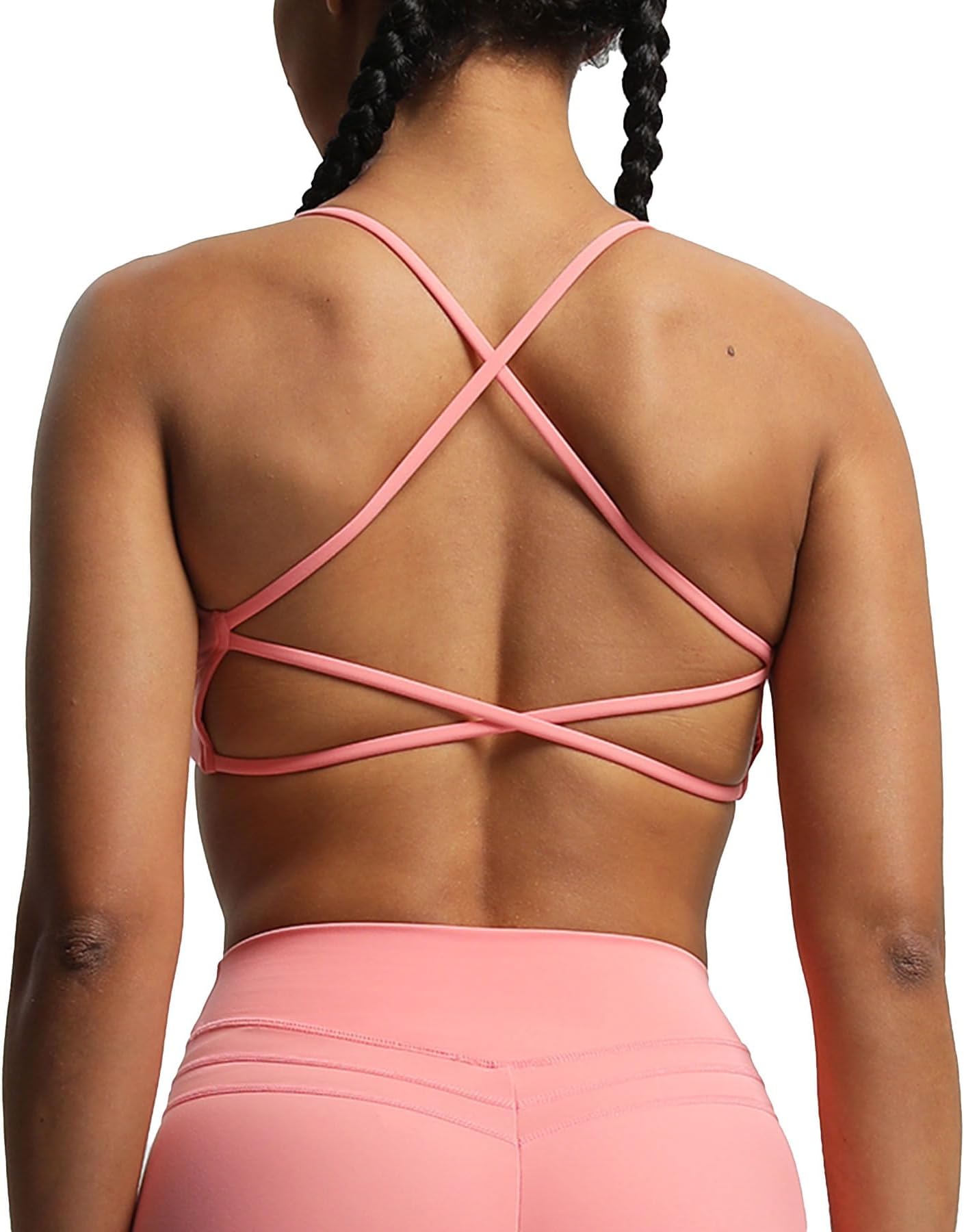 Aoxjox Women's Workout Sports Bras Fitness Backless Padded Ivy Low Impact Bra Yoga Crop Tank Top
