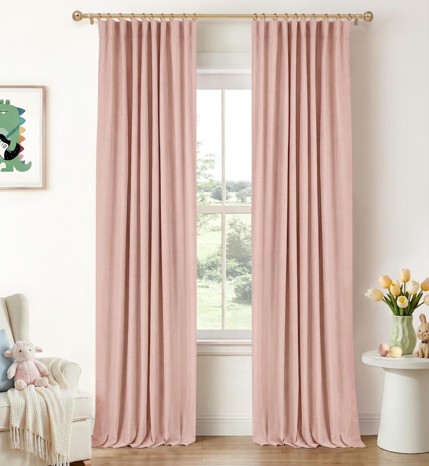 INOVADAY 100% Blackout Curtains for Bedroom Black Out Curtain 108 Inch Long