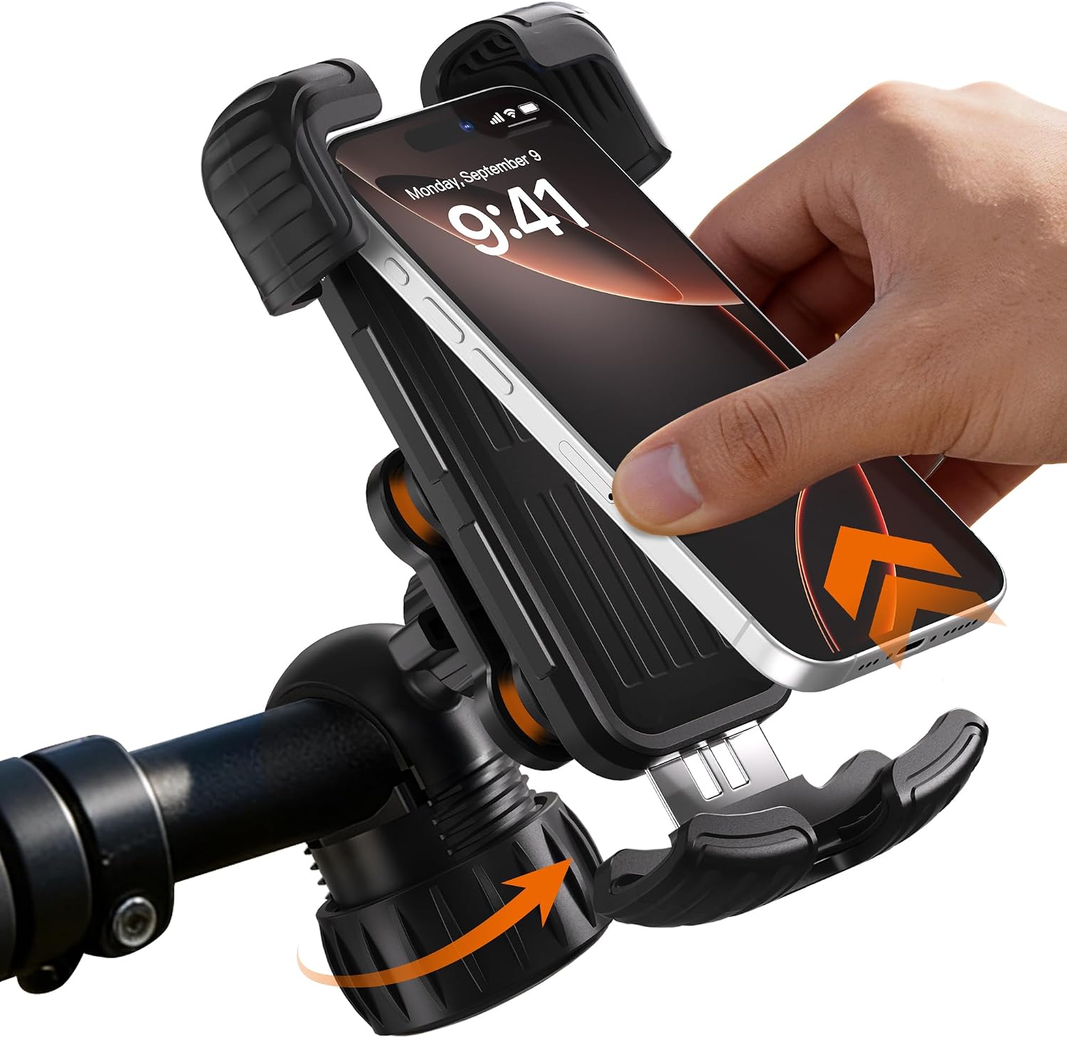 suoso Motorcycle Phone Mount with Upgraded Alloy Shock Absorber – Anti-Vibration Bike Phone Holder, Easy Install, Secure Safety Lock, 360° Rotation, Fits iPhone & Samsung 4.7–6.8" Phones