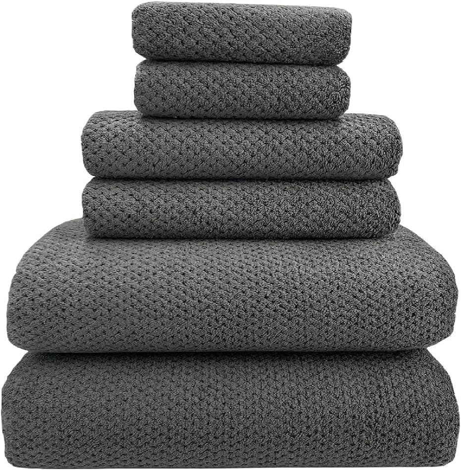 Bathroom Polyester Towel Set of 6 Hand Towels Quick Drying Fiber Towels