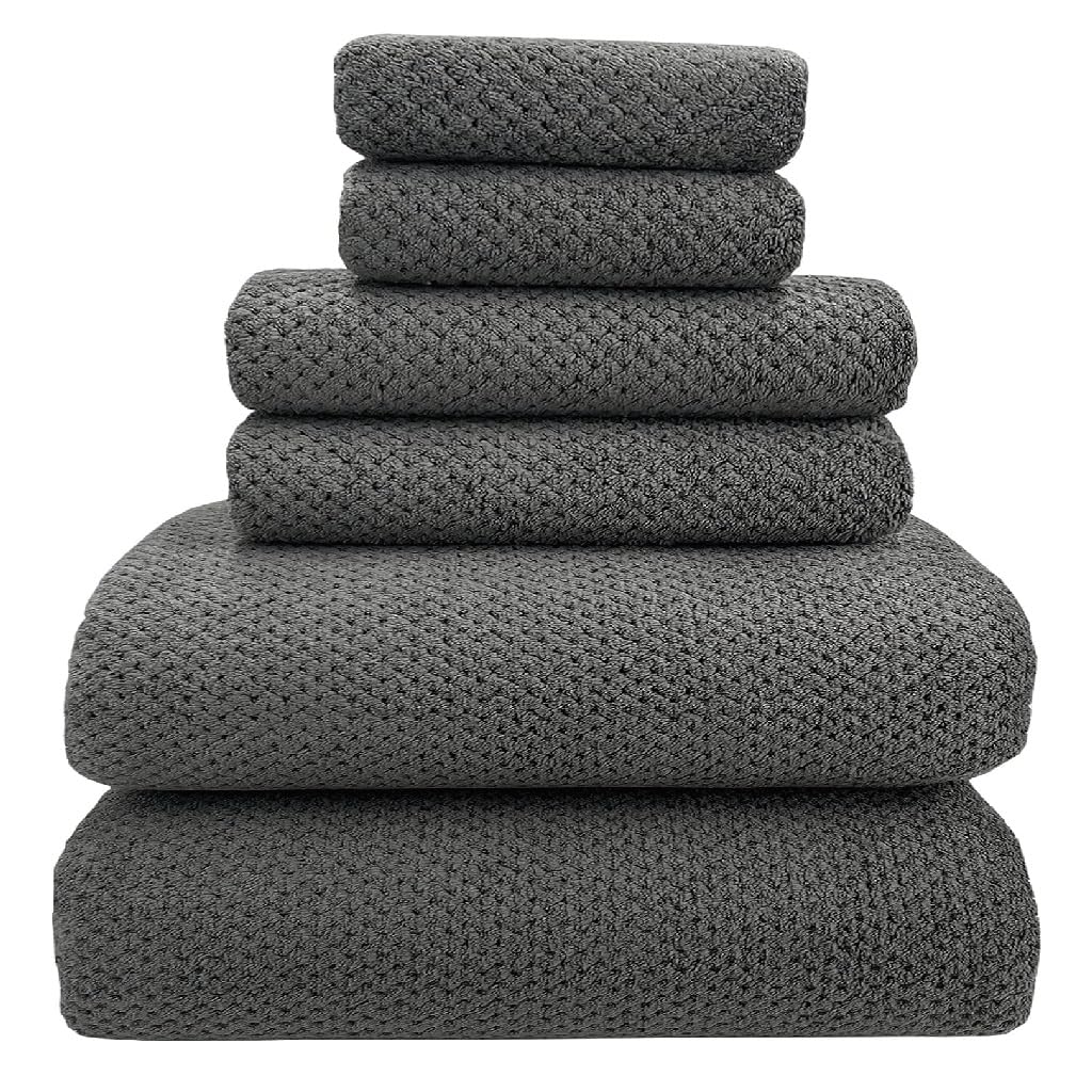 Serviettes en polyester et draps de bain absorbants en fibres légères lot de 6 pièces