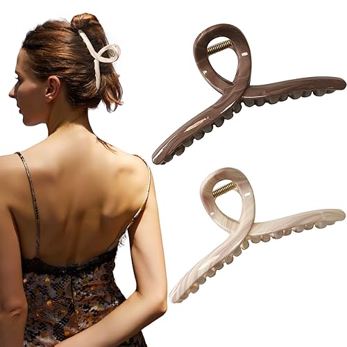 Miniatura 20 de Pinzas para el cabello de 4.3 pulgadas, grandes, antideslizantes, grandes mate, clip de mariposa para cabello fino y grueso, paquete de 4