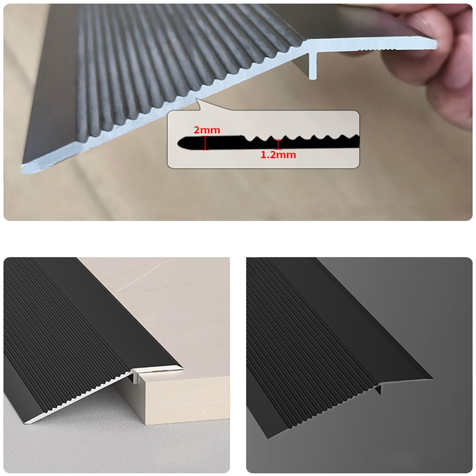 Aluminiowa listwa progowa przejściowa, bardzo szeroki metal, wewnętrzne metalowe progi do drzwi, krawędź drzwi wejściowych (srebrna)