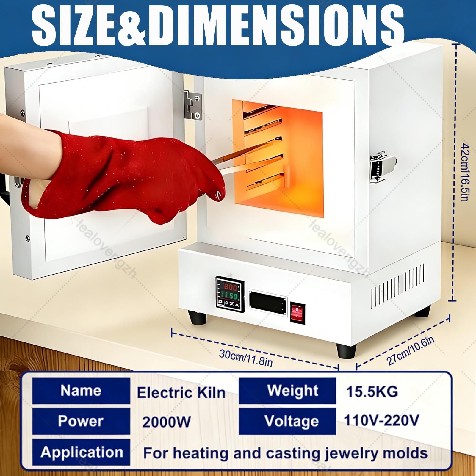 Horno EléCtrico Profesional para La FabricacióN De Joyas, Horno De FusióN De 2000 W para FundicióN De Metales Y CeráMica, Horno De Mufla Digital De 1150 °C/2102 °F (Blanco)