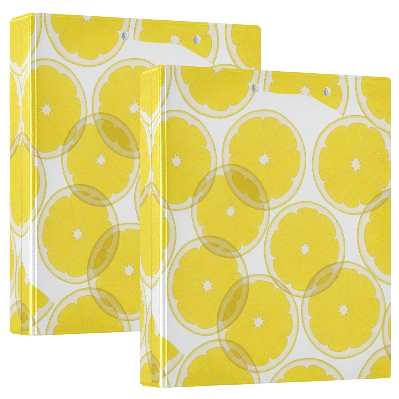 Raccoglitore a tre anelli giallo limone bianco con portablocco, confezione da 2