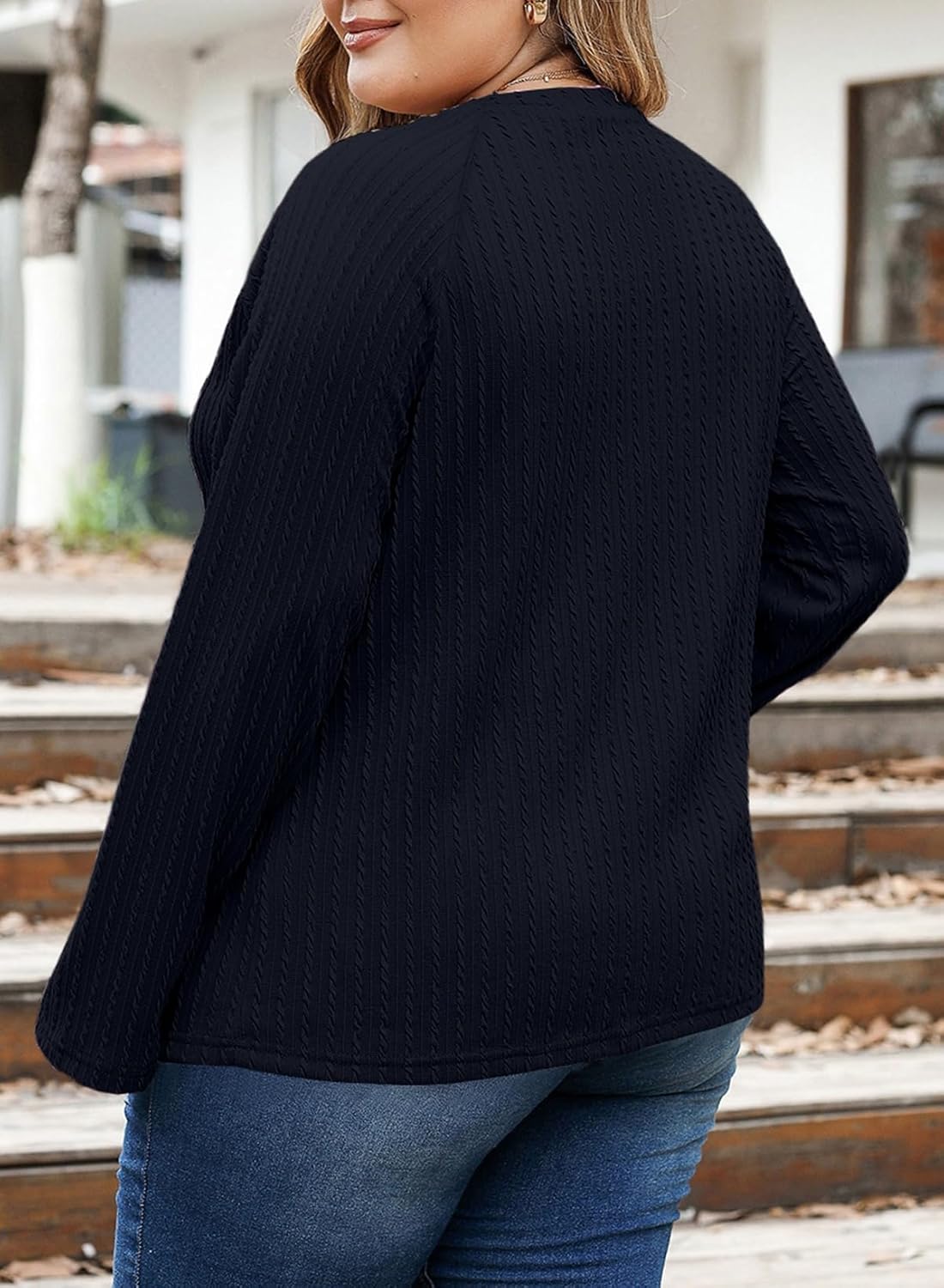 Eytino Plus Size Tops for Women Long Sleeve Crewneck Loose Casual 2026 Fall Fashion Knit Basic Tee(1X-5X) - Image 3