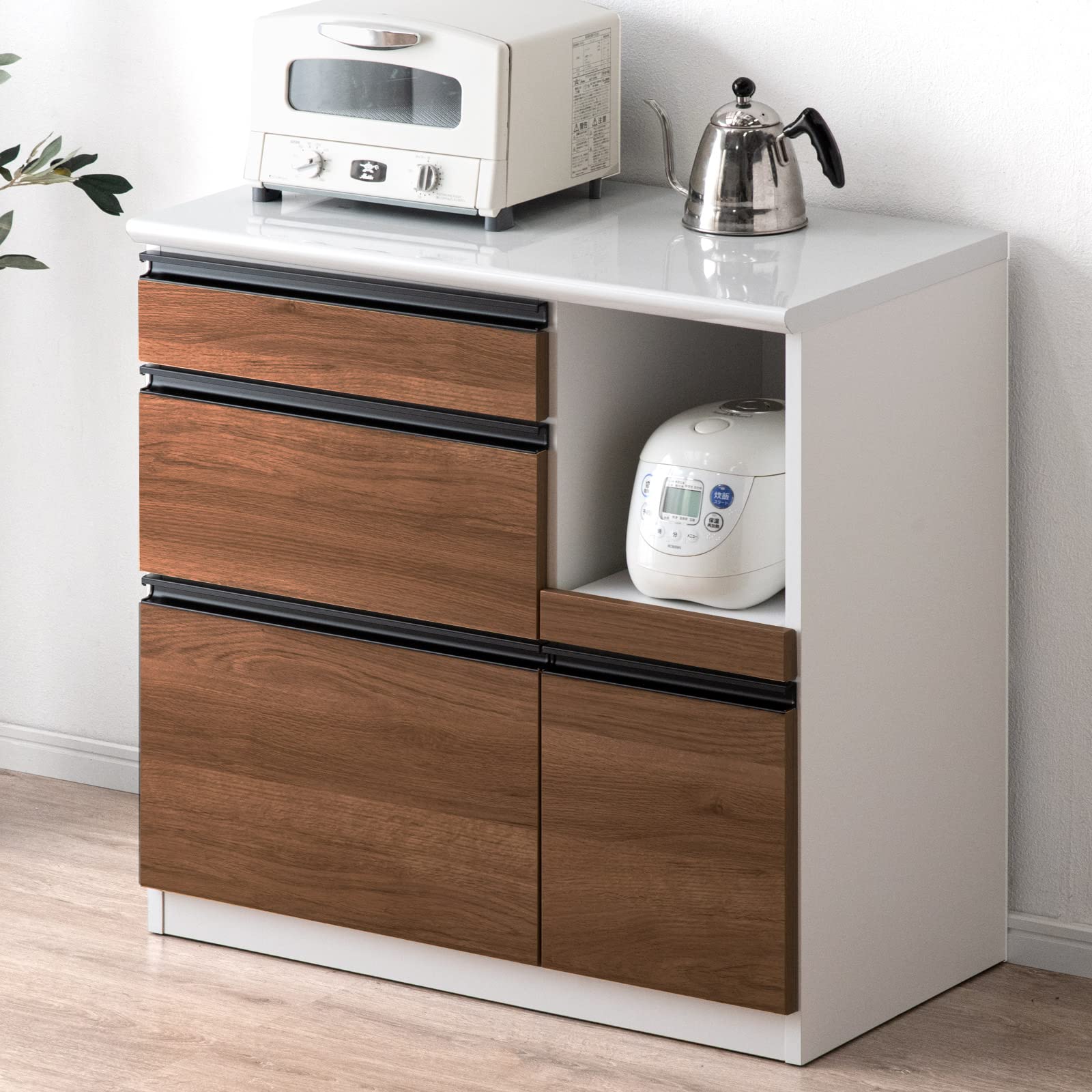 Amazon｜タンスのゲン キッチンカウンター 幅90cm 国産 大川家具 完成