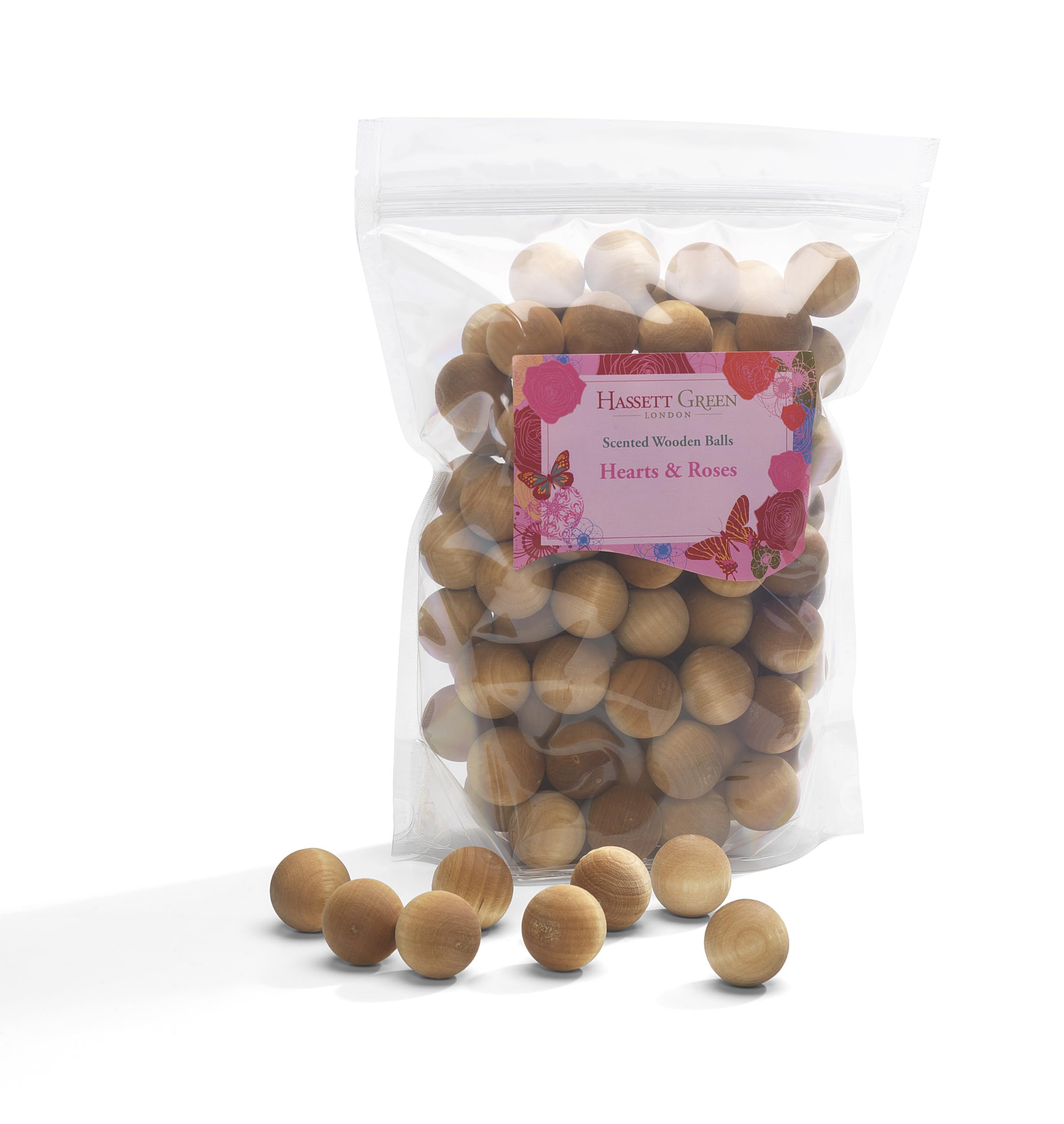 Hassett Green London Green Hassett London - Hearts & Roses - Scented Wooden Balls Pack Of 100 - Alternative To Pot Pourri, Diffusers, Sachets And Drawer Liners