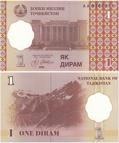 Colección de Billetes-Asia Tayikistán 1 Dirm Billetes Moneda Conmemorativa Extranjera 1999 P-10 Moneda, No en circulación o ha salido del mercado