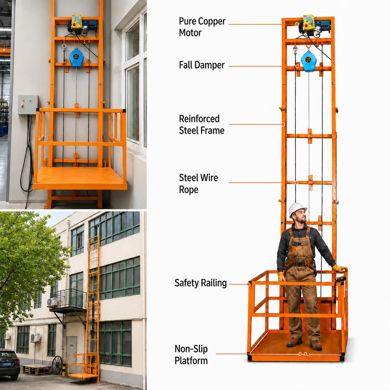 Monte Charge Electrique De 400KG, Élévateur De Matériel Électrique Mural