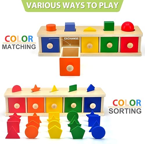 Miniatura 3 de Montessori Toys - Juguetes clasificadores de formas para niños pequeños de 1 a 3 años, juguetes de clasificación de colores, juguetes de madera a