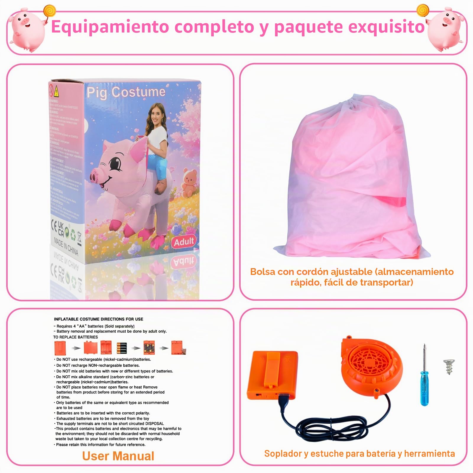 Disfraz inflable para adultos, disfraz de cerdo para Halloween, disfraz de cerdito para mujer, traje de animal para hombre, fiesta de cosplay