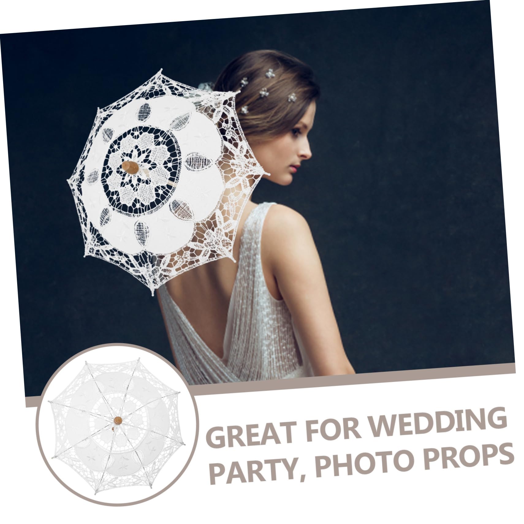 BESTonZON 3 parasol ślubny ślubna parasolka elegancka parasolka Dekoracja ślubna z welonem ślubnym wystrój vintage parasole na deszcz parasole ślubne rekwizyt parasola gotyk