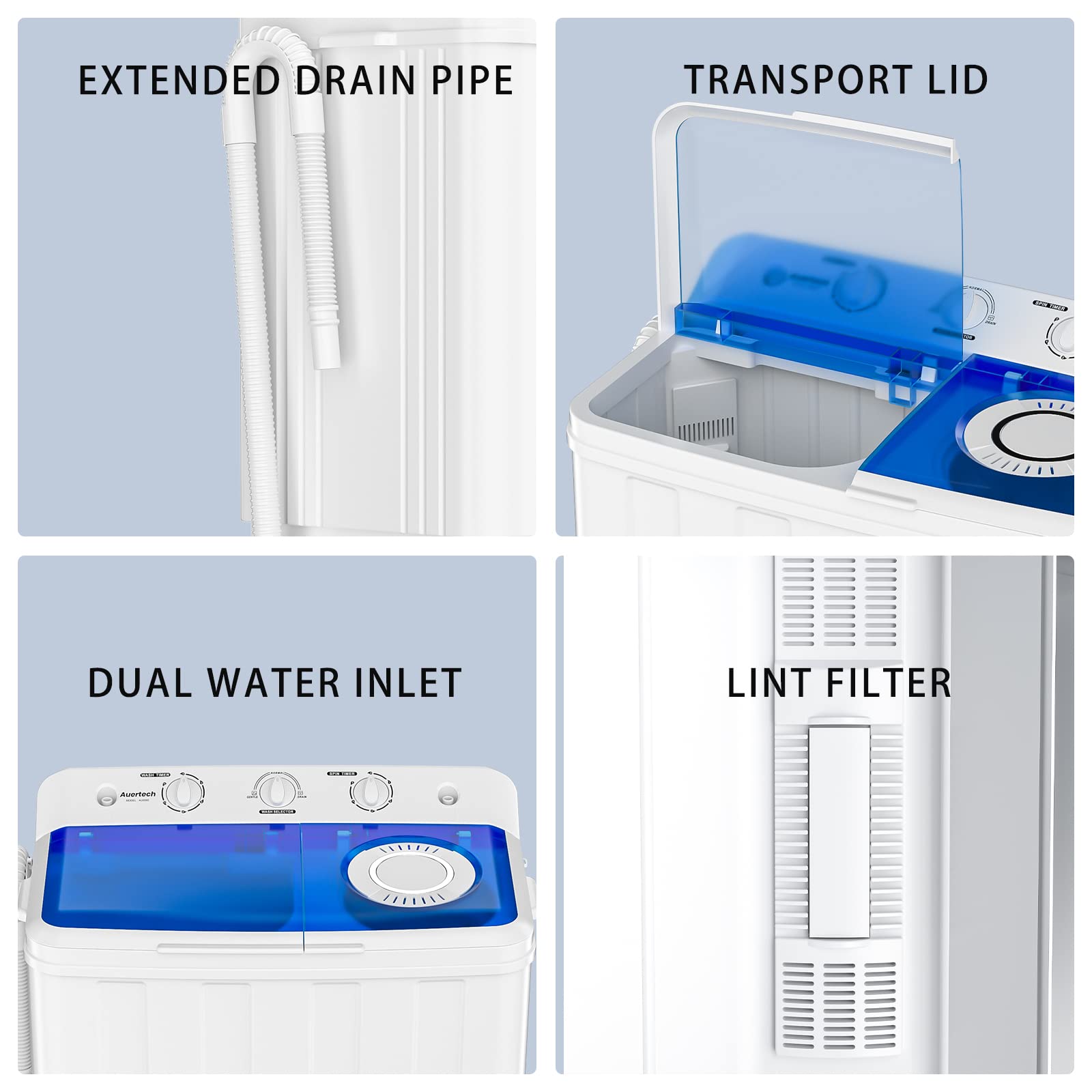 Buy Auertech Portable Washing Machine, 28lbs Mini Twin Tub Washer