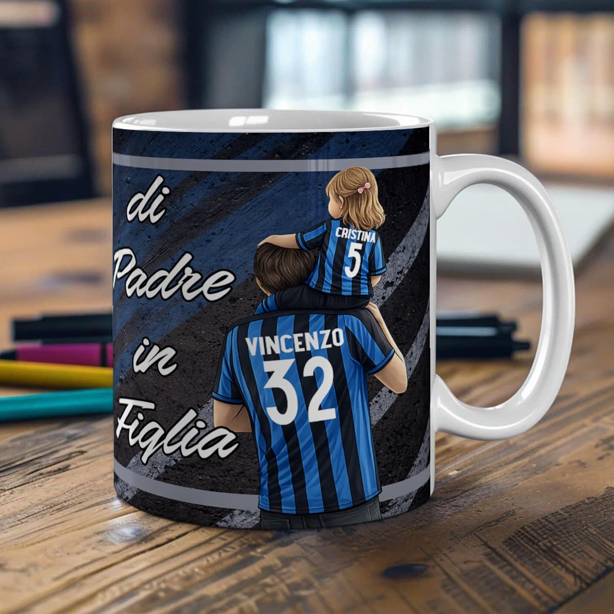 Personalizzata Tazza Inter Ceramica Regalo Tifoso Interista Padre Figlio Figlia Festa del Papà Compleanno Natale