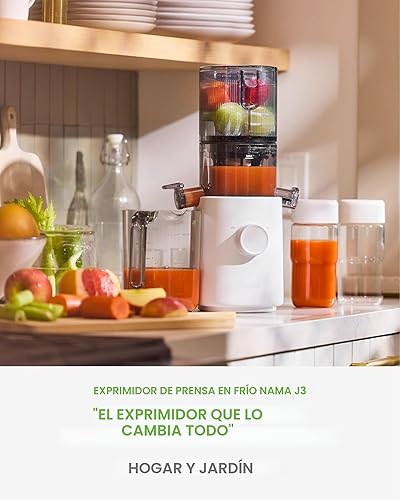 Miniatura 2 de Nama J3 - Exprimidor compacto de prensa en frío, ahorro de espacio y autoalimentación para funcionamiento manos libres, ligero, portátil, exprimidor