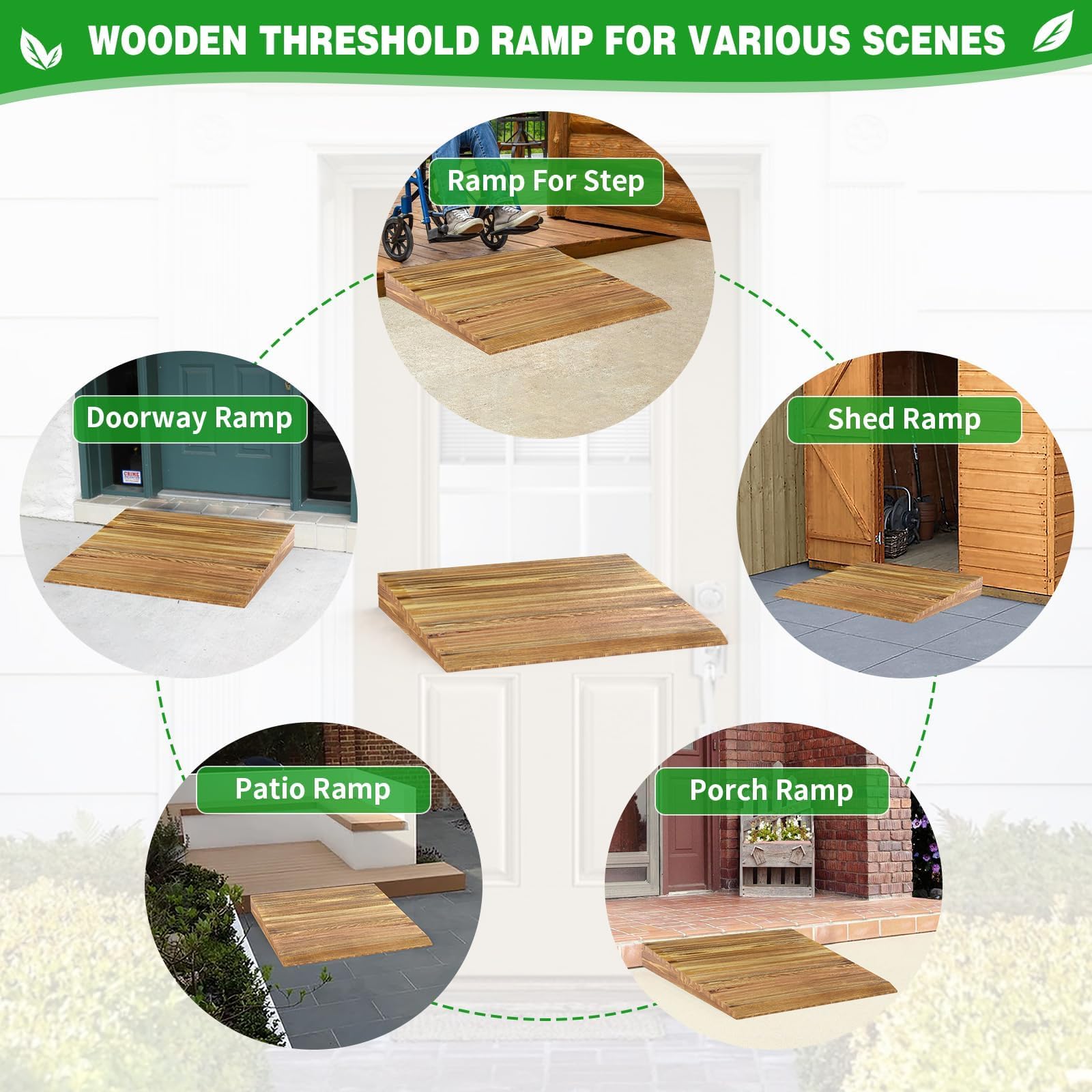 3 Inch Wood Step Ramp Wooden Threshold Ramp for Home Steps, 9