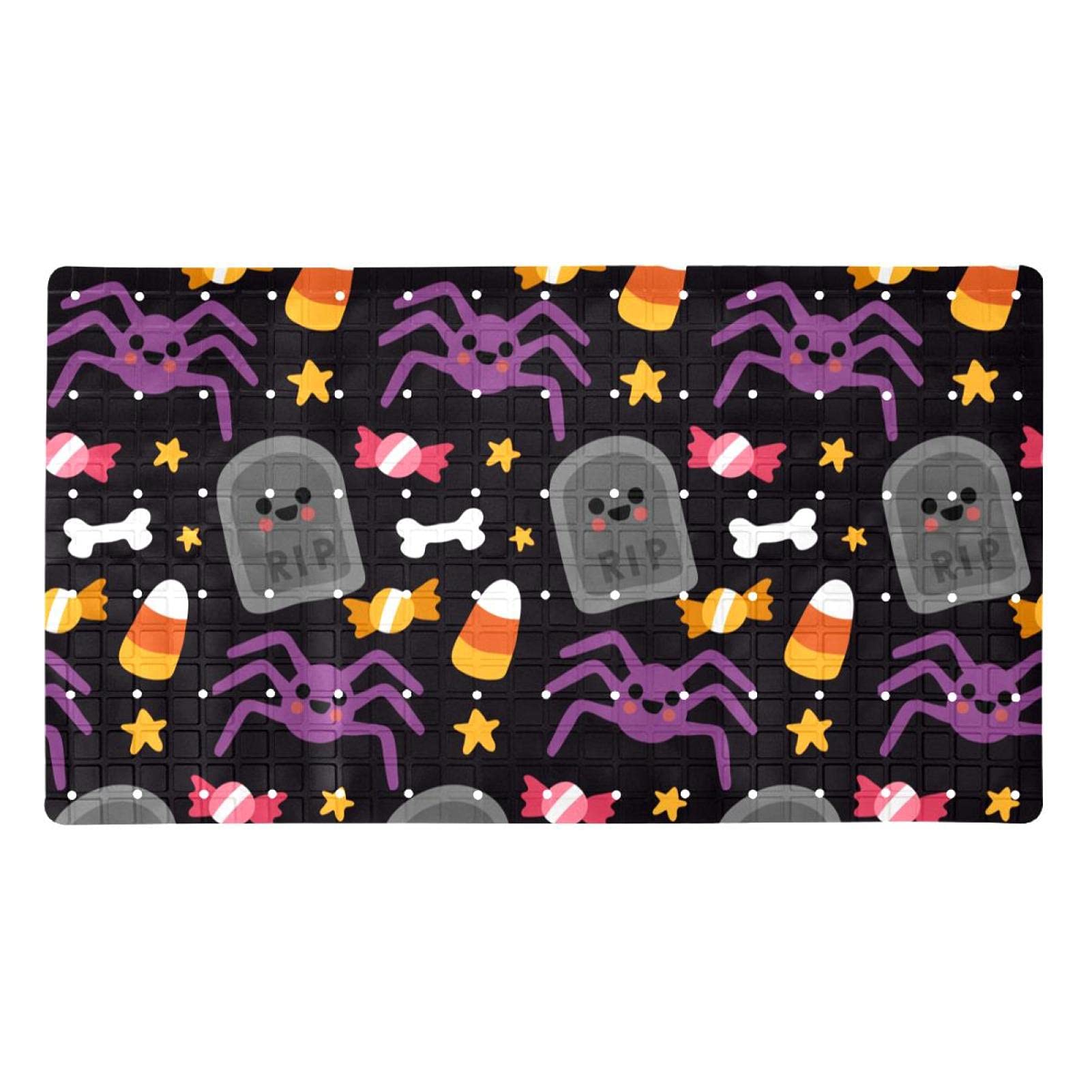 Tapis de bain antidérapant noir pour douche et baignoire rectangulaire